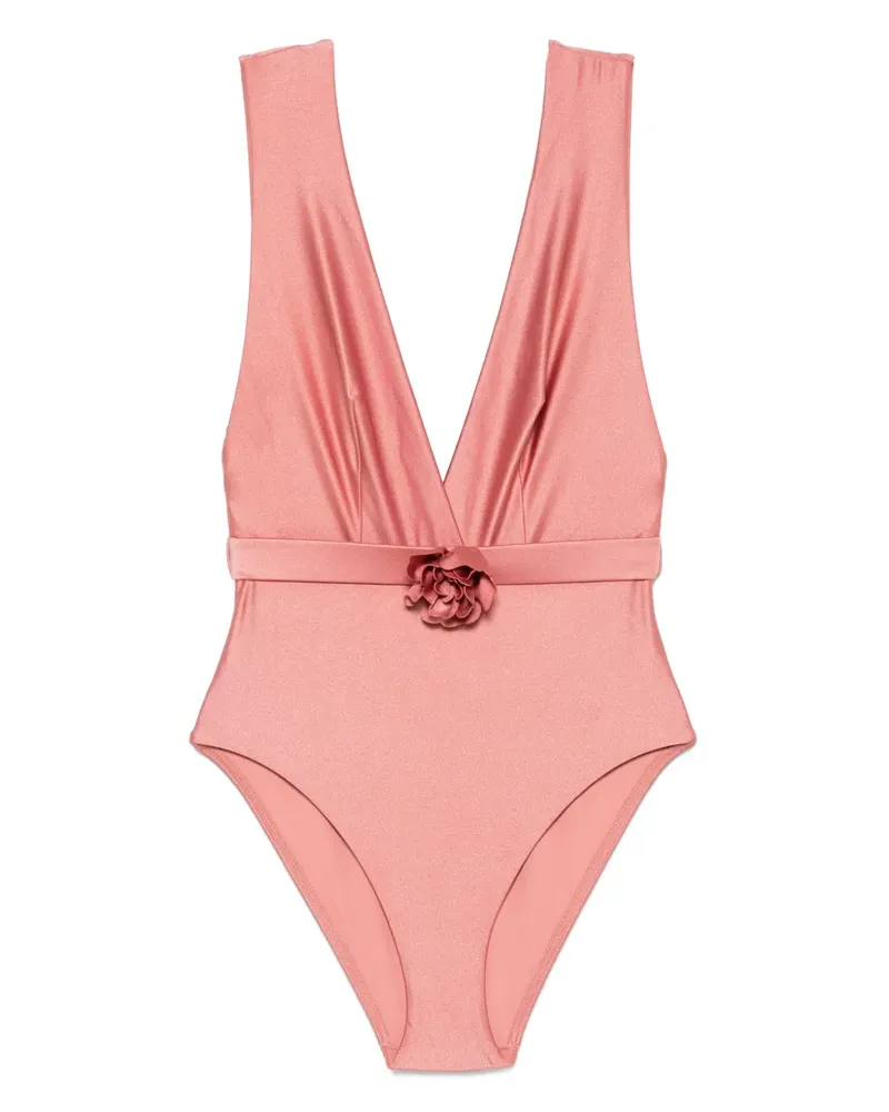 Zimmermann Lucky Plunge Flower Badeanzug - Rosa Rosa