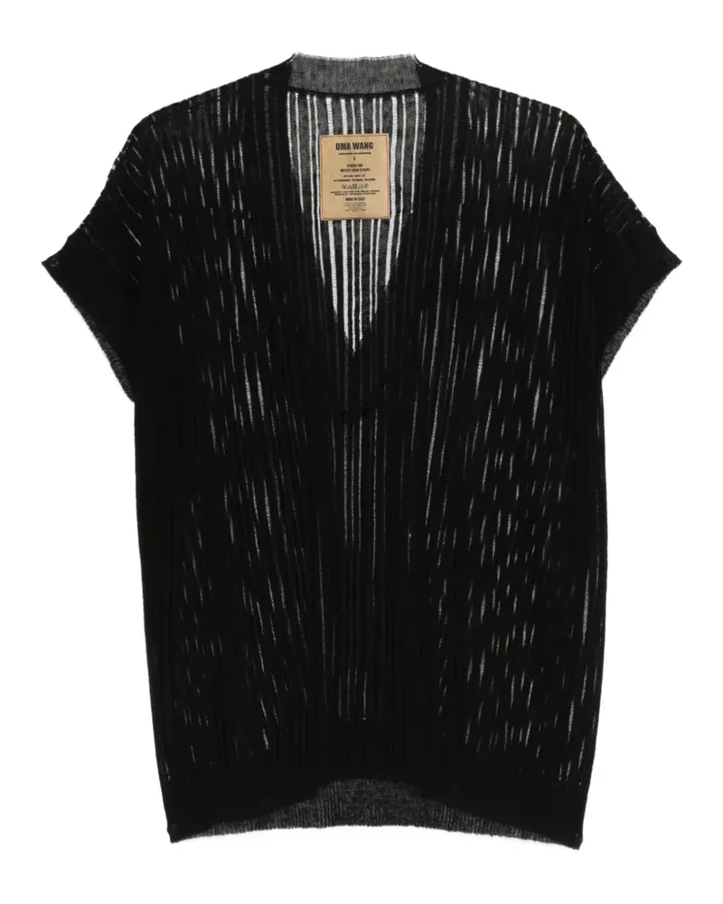 Uma Wang V-neck textured top - Schwarz Schwarz