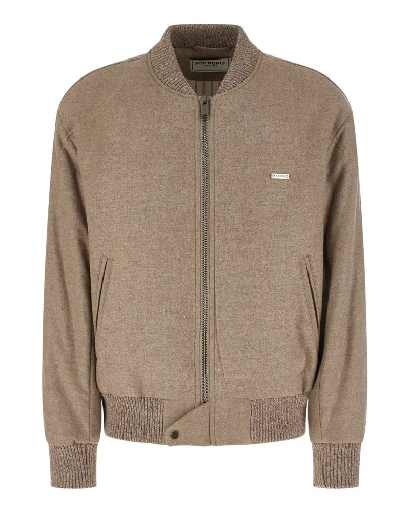 Iceberg logo-plaque bomber jacket - Nude Nude