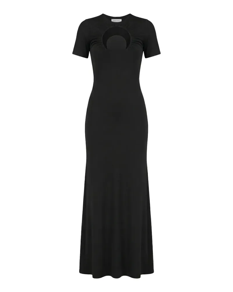 Marine Serre Gerafftes Moon Maxikleid - Schwarz Schwarz