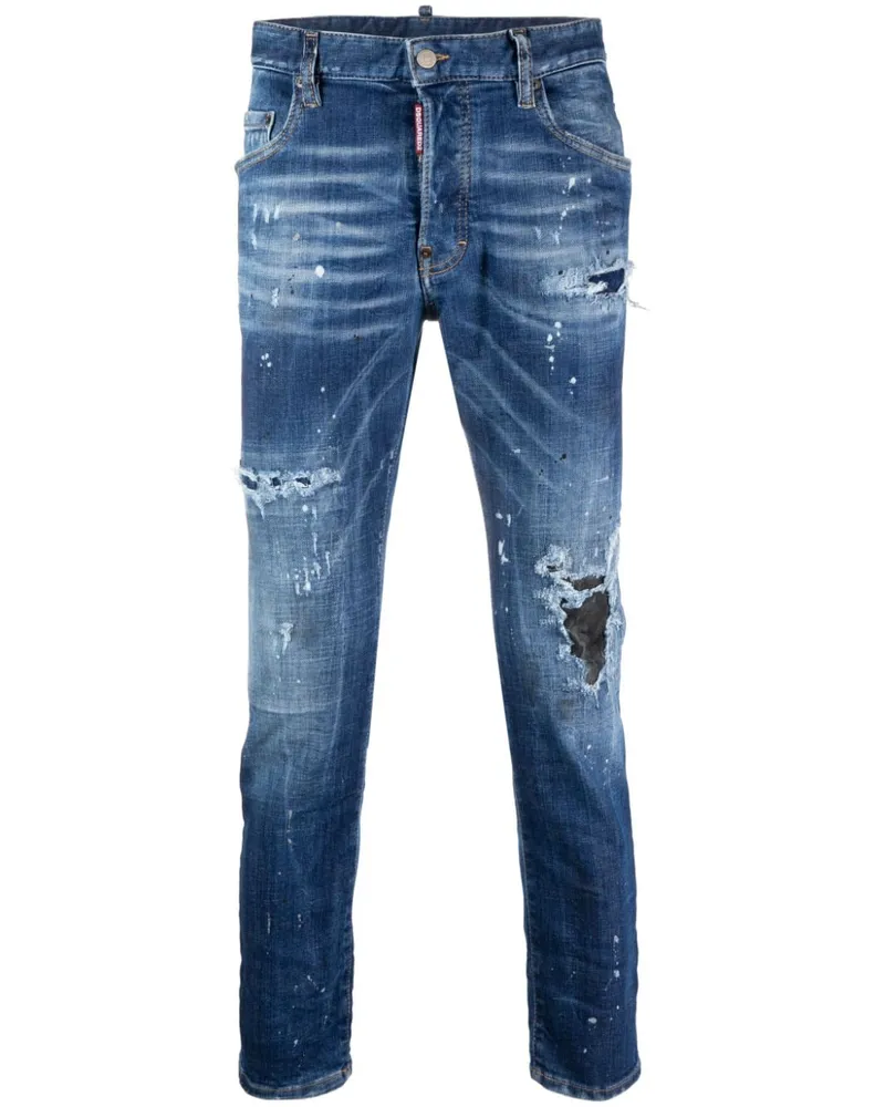 Dsquared2 Slim-Fit-Jeans im Distressed-Look Blau