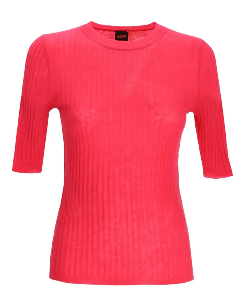 HUGO BOSS T-Shirt aus geripptem Strick - Rosa Rosa