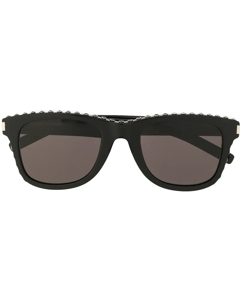 Saint Laurent Eckige Sonnenbrille mit Nieten - Schwarz Schwarz