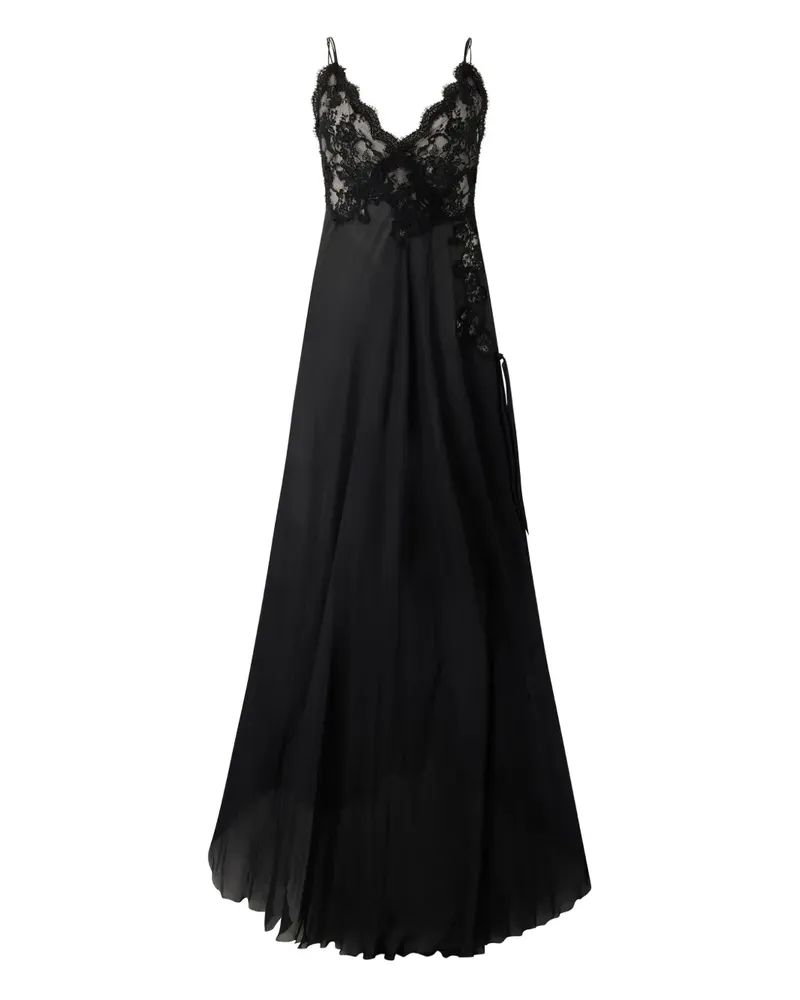Roberto Cavalli Maxikleid mit Spitzeneinsätzen - Schwarz Schwarz