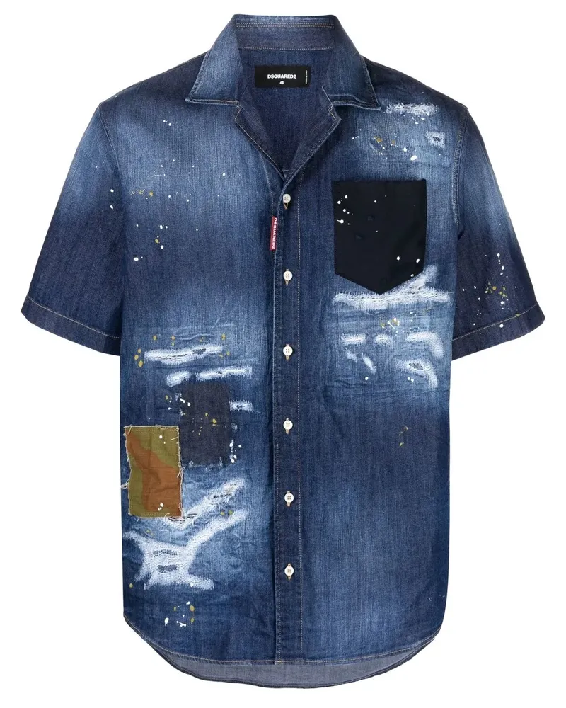 Dsquared2 Kurzärmeliges Jeanshemd - Blau Blau