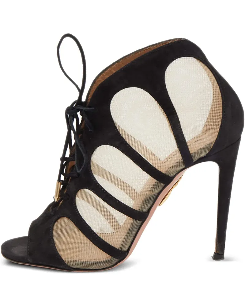 Aquazzura Pre-owned Stiefeletten aus Mesh-Wildleder 110mm - Schwarz Schwarz