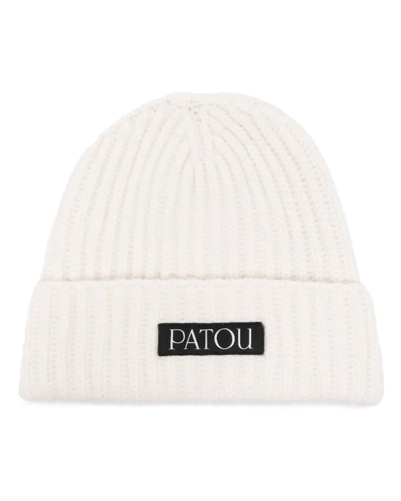 Patou Gerippte Beanie mit Logo-Patch - Weiß Weiß