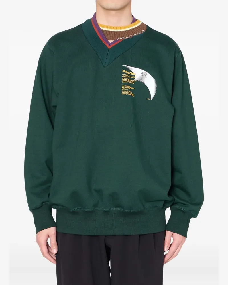kolor Sweatshirt mit V-Ausschnitt - Grün Grün