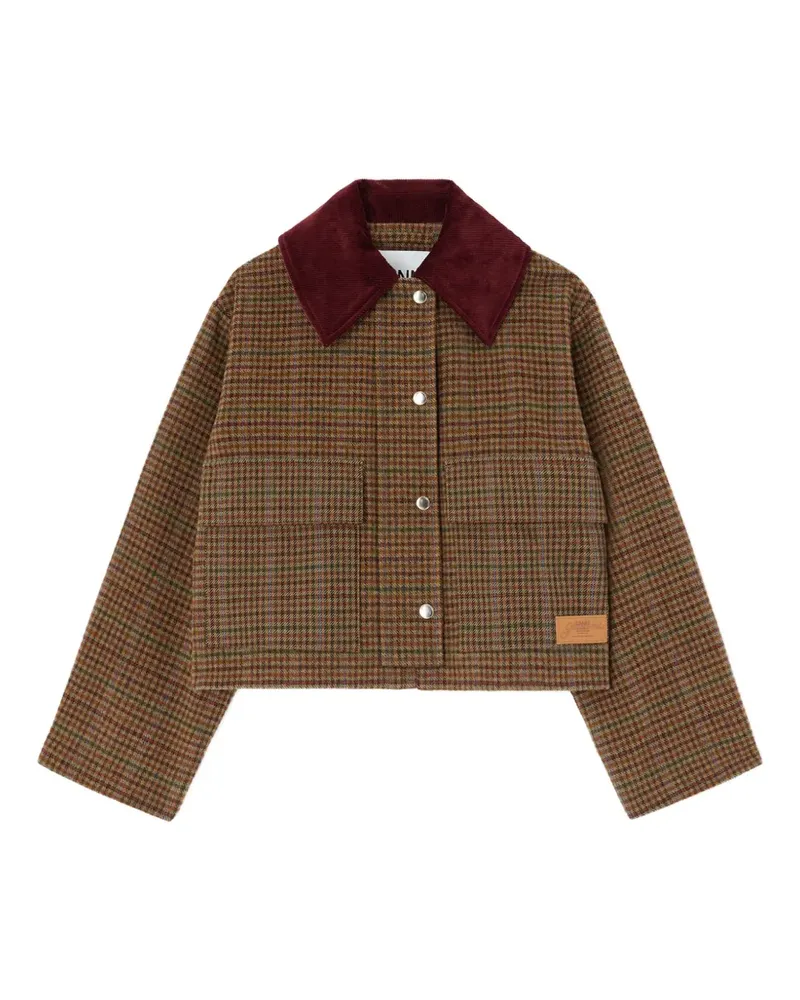 Ganni Jacke aus kariertem Twill - Braun Braun