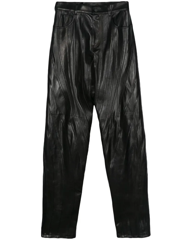 Thierry Mugler Tief sitzende Lederhose - Schwarz Schwarz