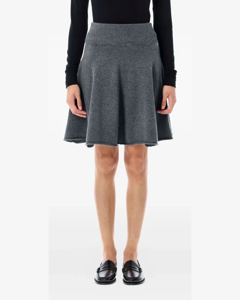 extreme cashmere Ausgestellter A-Linien-Minirock aus geripptem Strick - Grau Grau