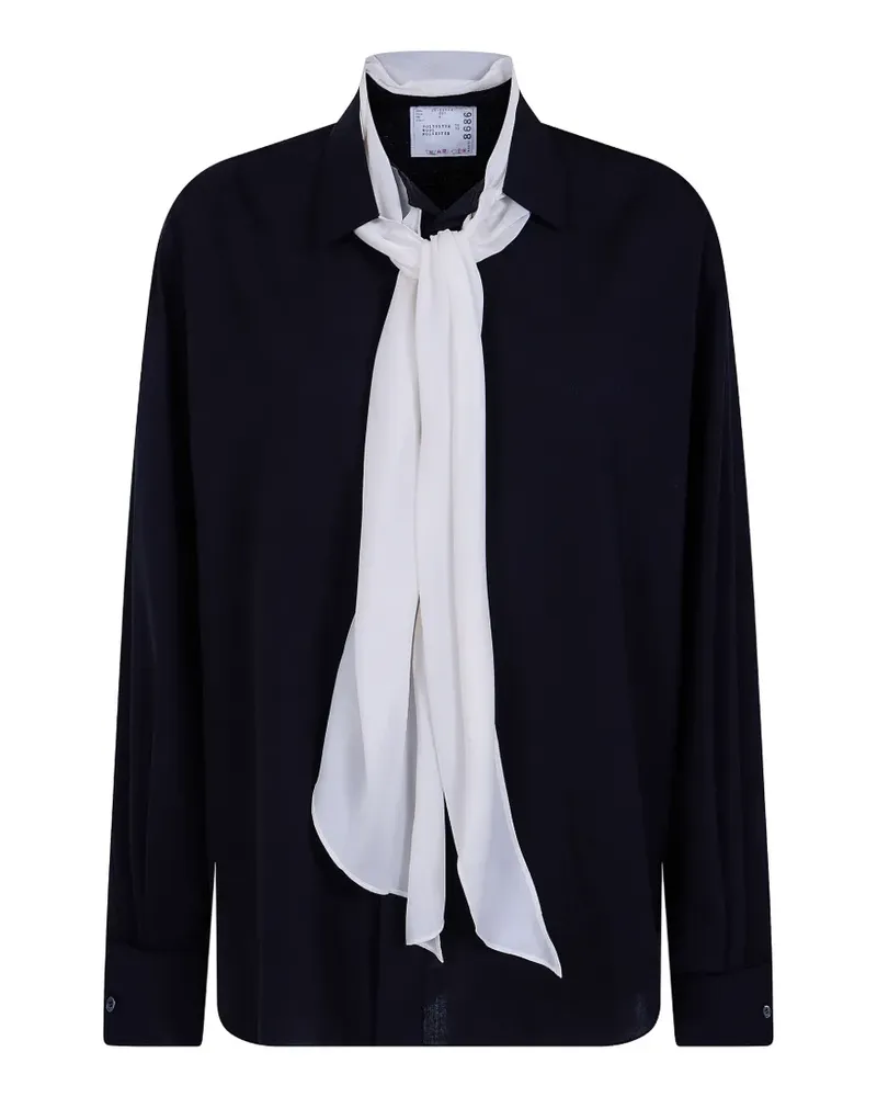 Sacai tie-neck long-sleeve shirt - Schwarz Schwarz