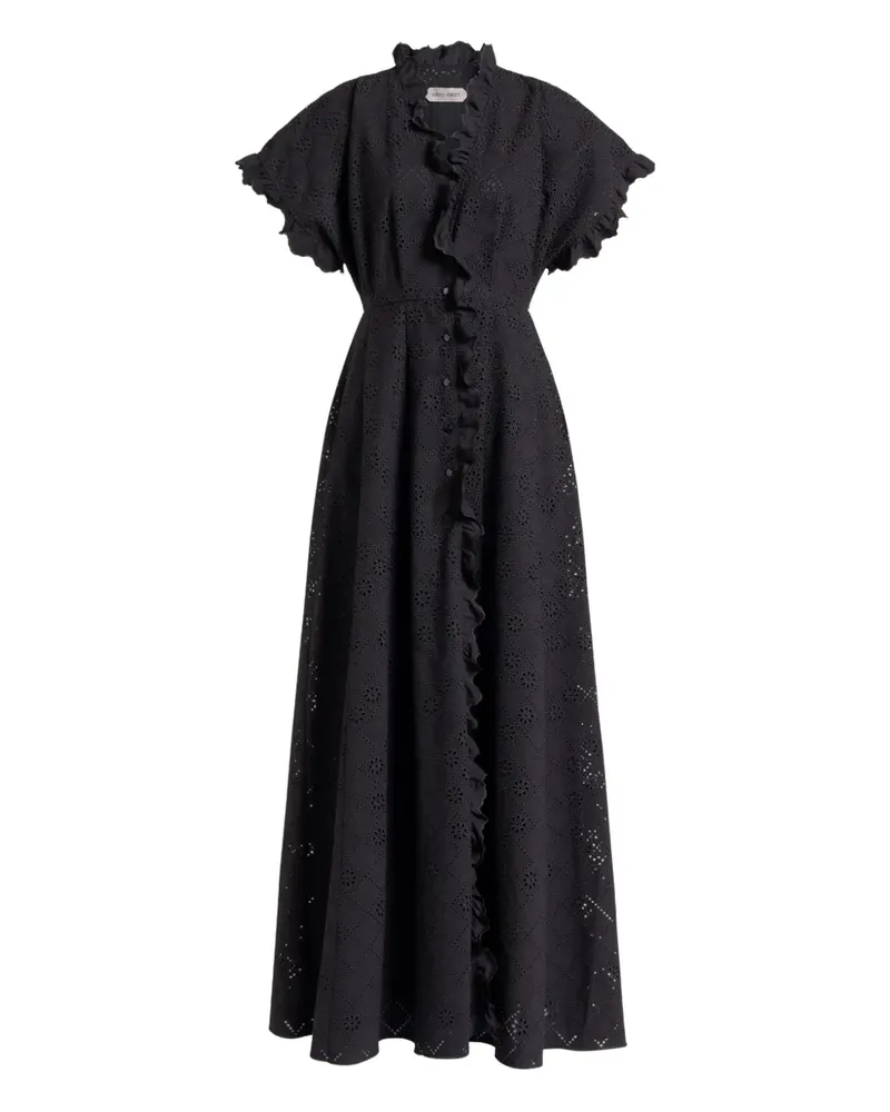 Alberta Ferretti Gerüschtes Kleid mit Ösen - Schwarz Schwarz