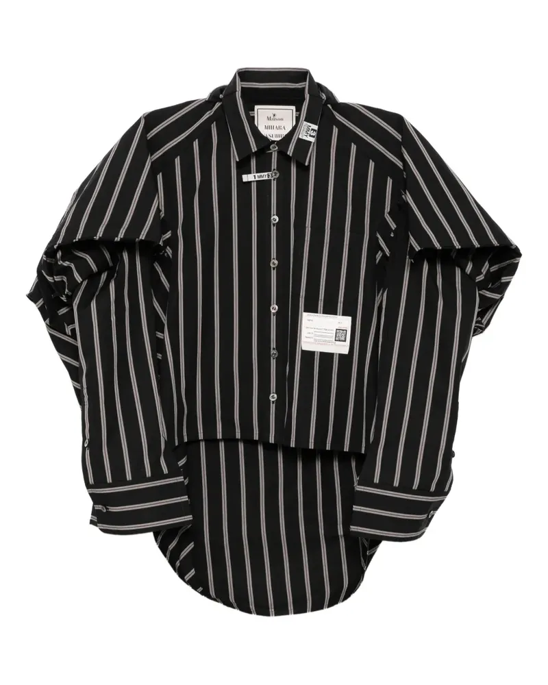 MIHARAYASUHIRO Asymmetrisches Hemd mit Streifen - Schwarz Schwarz