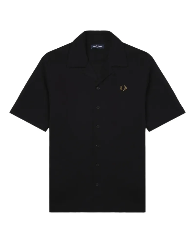 Fred Perry Frottee-Hemd mit Reverskragen - Schwarz Schwarz
