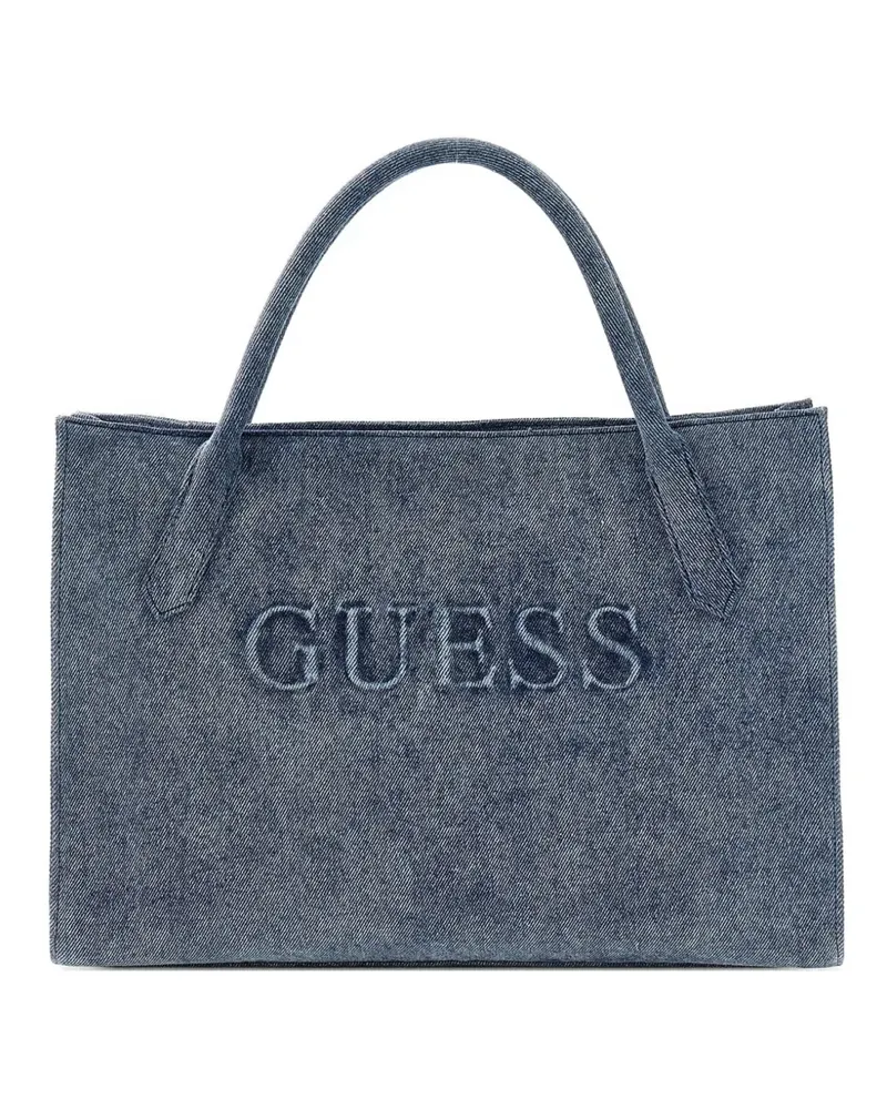 Guess logo-embroidered tote bag - Blau Blau