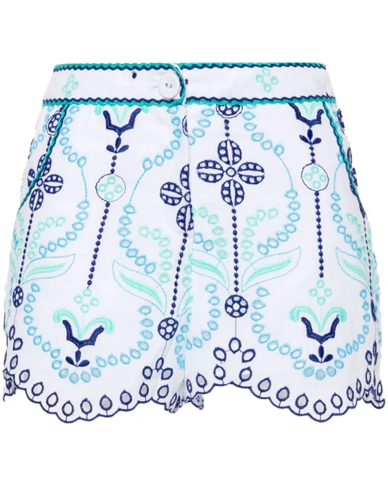 Charo Ruiz Mason Shorts mit blumiger Stickerei - Weiß Weiß