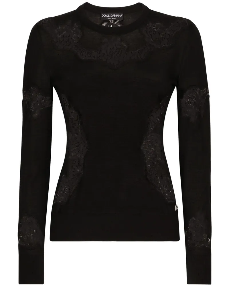 Dolce & Gabbana Rollkragenpullover mit Spitze - Schwarz Schwarz
