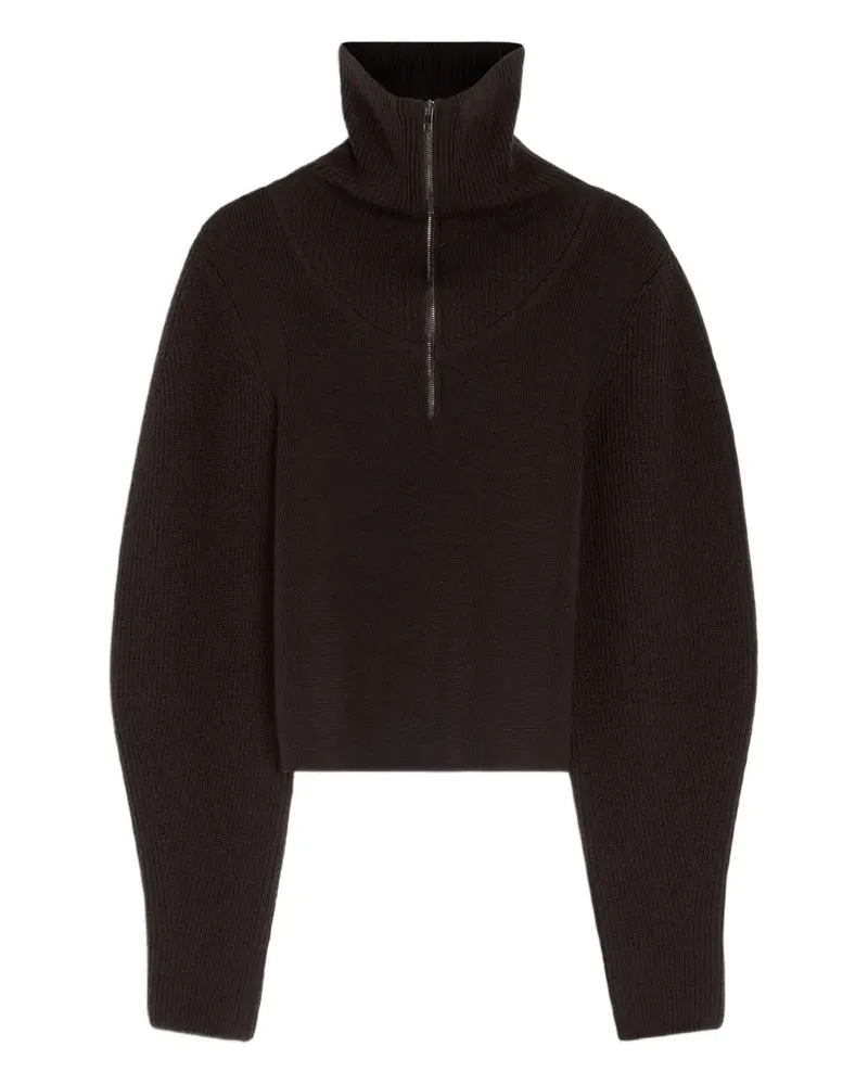 Christophe Lemaire Gerippter Pullover mit kurzem Reißverschluss - Braun Braun