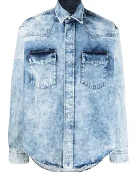 VTMNTS Jeanshemd mit Acid-Wash-Effekt Blau