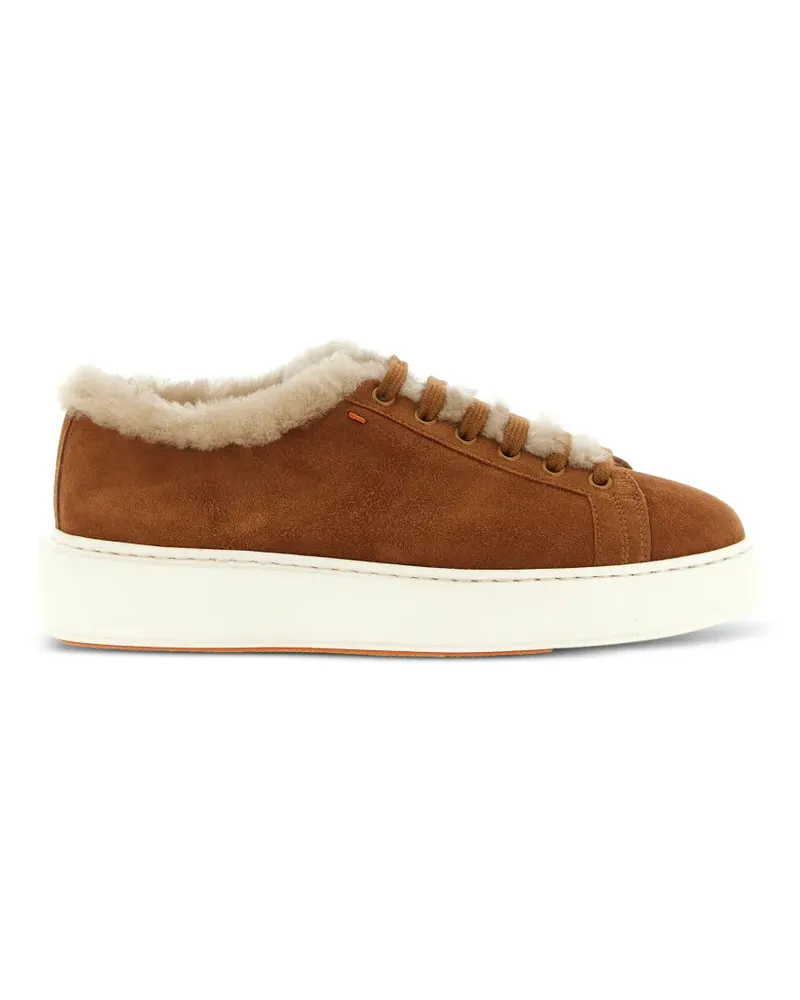 Santoni Cleanmount Sneakers mit Shearling - Braun Braun