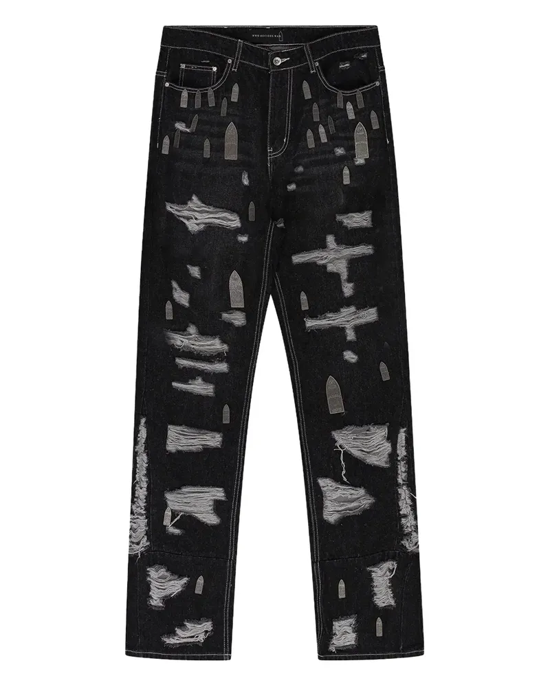 WHO DECIDES WAR distressed jeans - Schwarz Schwarz