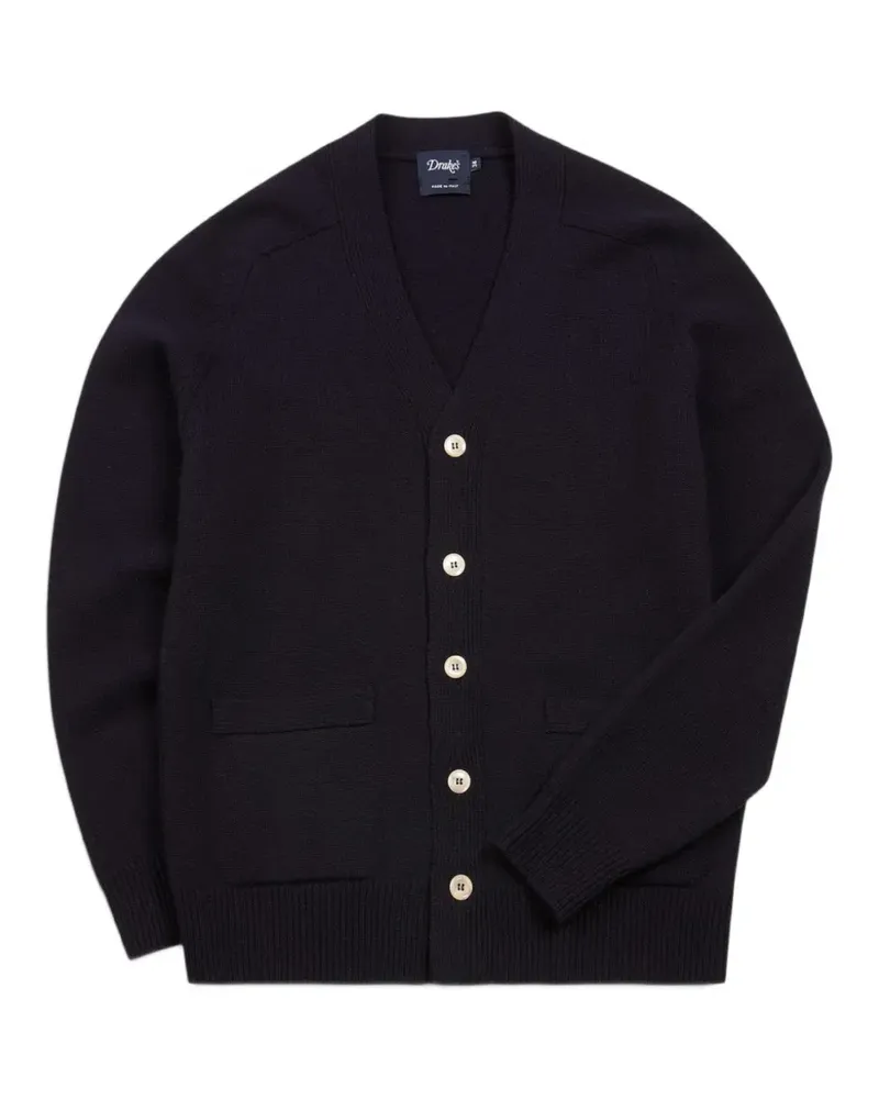 Drake's button-up lambswool cardigan - Blau Blau