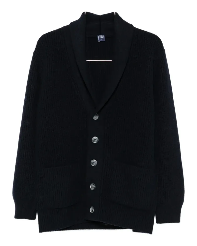 Fedeli ribbed-knit shawl-collar cardigan - Blau Blau