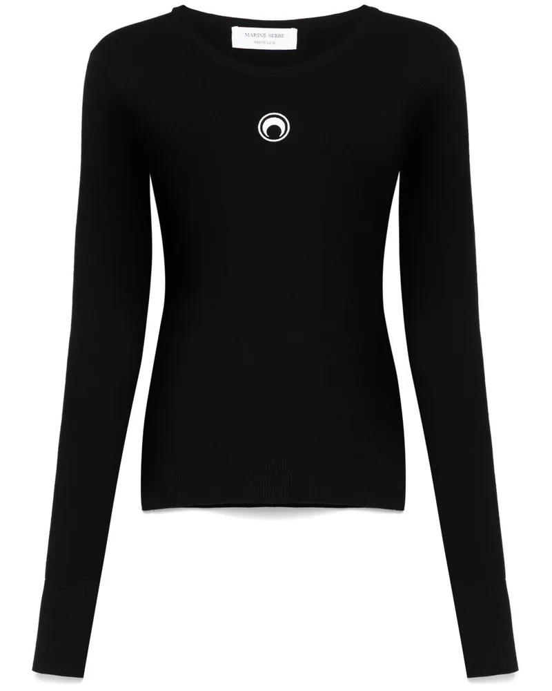 Marine Serre Pullover mit Sichelmond-Stickerei - Schwarz Schwarz