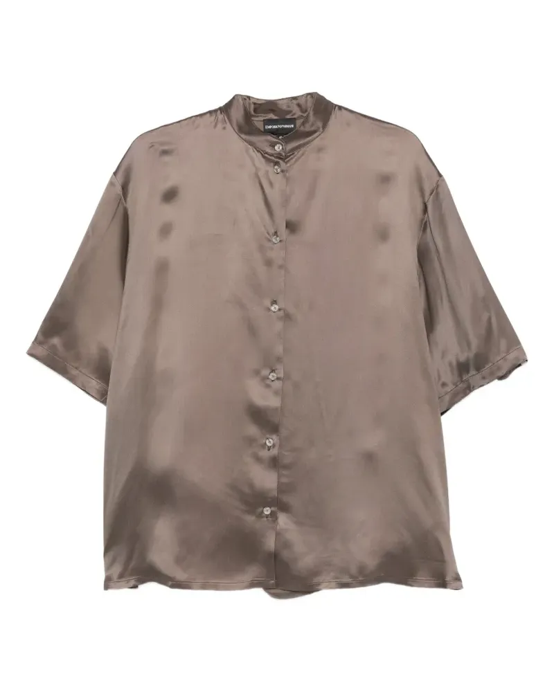 Emporio Armani short-sleeve band-collar shirt - Braun Braun