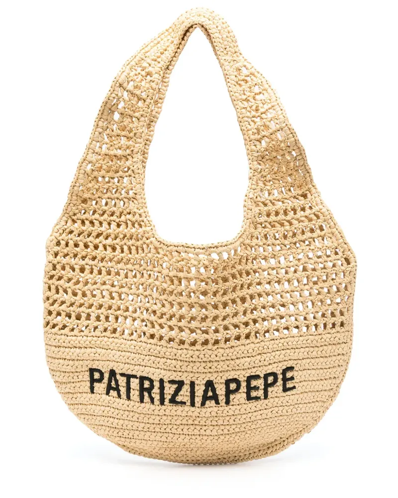 Patrizia Pepe Schultertasche mit Logo-Stickerei - Nude Nude
