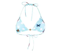 x Dua Lipa butterfly-print bikini top