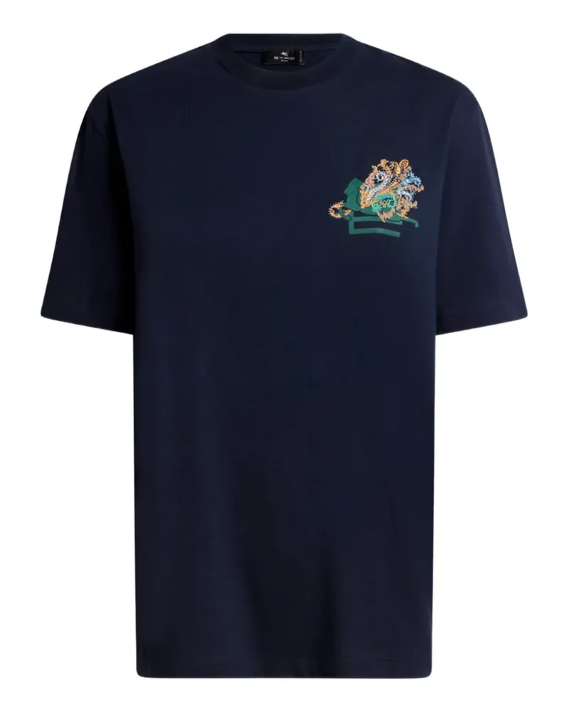 Etro logo-embroidery T-shirt - Blau Blau