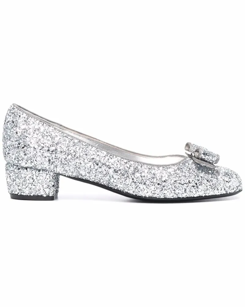 Ferragamo Pumps mit Glitter - Silber Silber