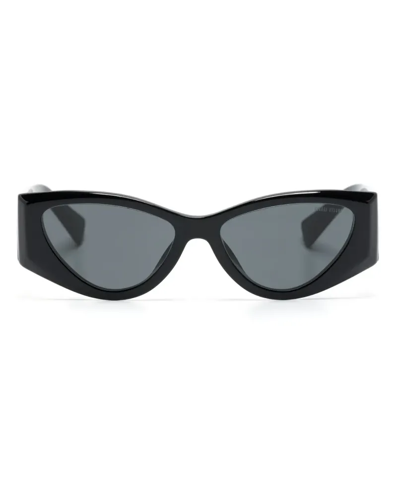 Miu Miu Cat-Eye-Sonnenbrille mit Logo - Schwarz Schwarz