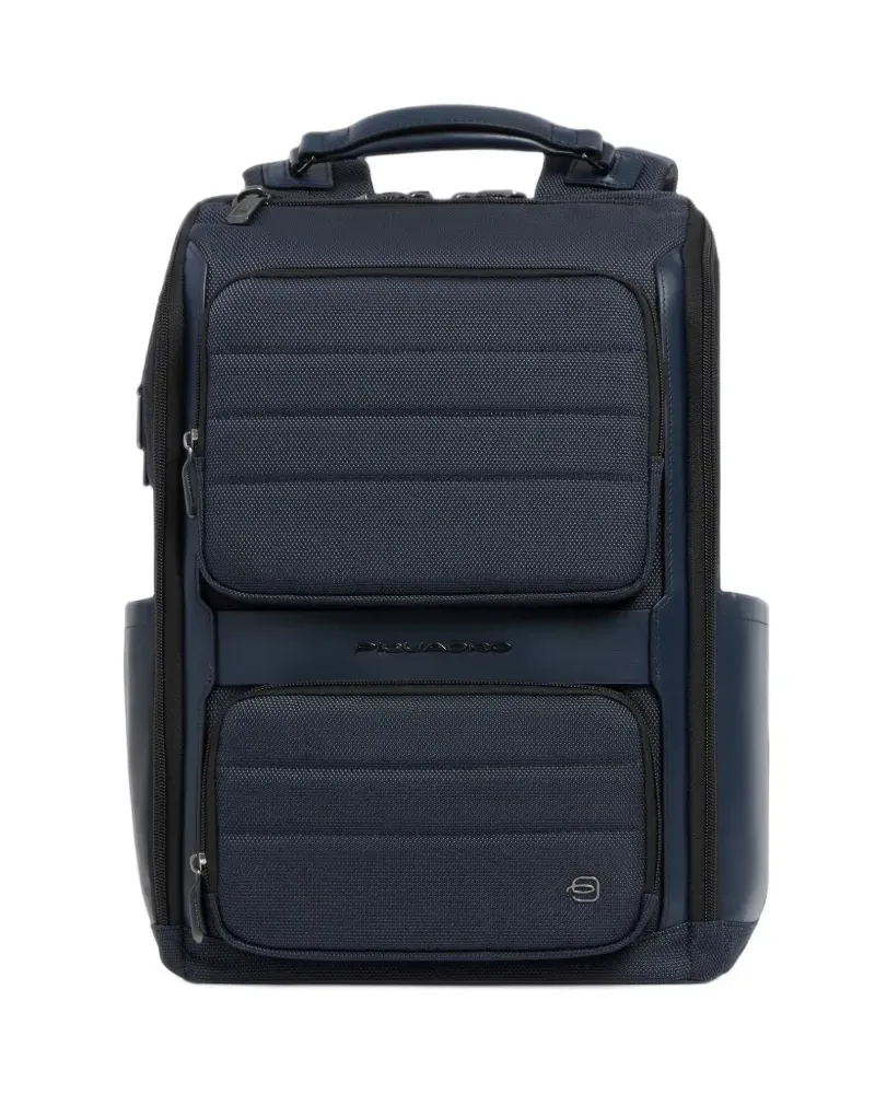 Piquadro Oberon quilted panelled backpack - Blau Blau