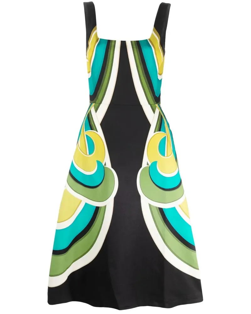 La DoubleJ Sophia Midikleid mit Print - Schwarz Schwarz