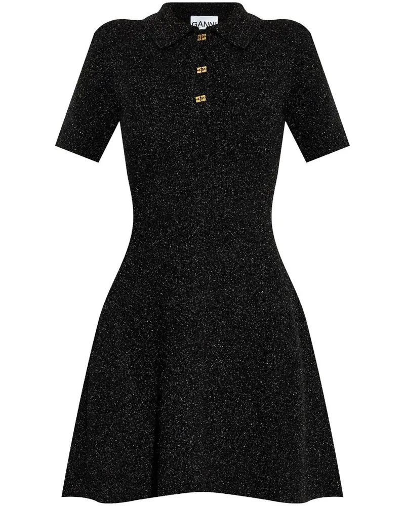 Ganni Sparkle Minikleid - Schwarz Schwarz