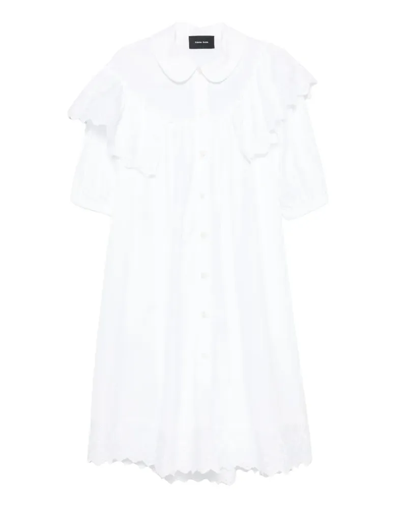 Simone Rocha ruffle-trimmed puff-sleeve shirt midi dress - Weiß Weiß