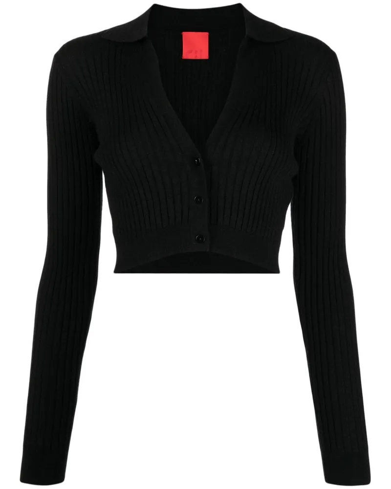 Cashmere In Love Klassischer Cropped-Cardigan - Schwarz Schwarz