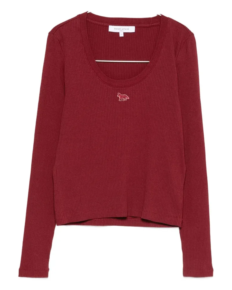 Kitsuné logo-embroidered long-sleeve top - Rot Rot