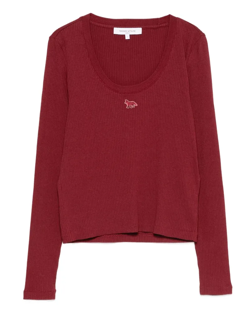 Kitsuné Langarmshirt mit Logo-Stickerei - Rot Rot