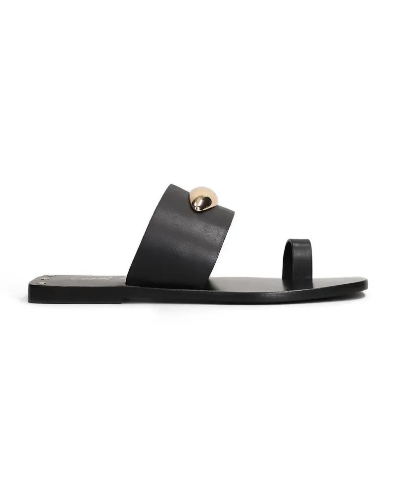 Coral Blue Verzierte Sandalen mit Zehenriemen - Schwarz Schwarz