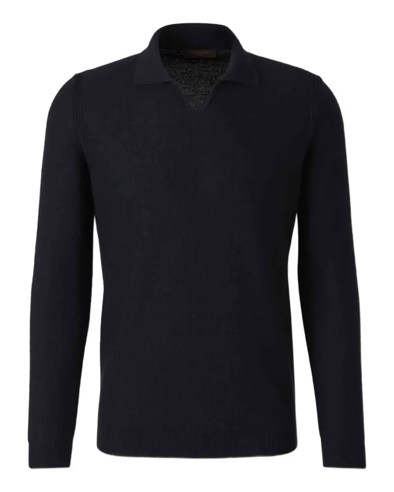 Zanone waffle-knit spread-collar polo shirt - Blau Blau