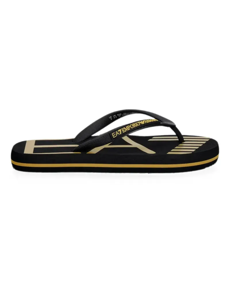 EA7 logo-print flip-flops - Schwarz Schwarz