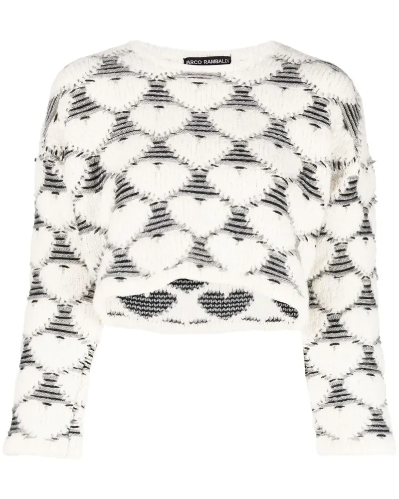 Marco Rambaldi Cropped-Pullover mit Jacquardmuster - Weiß Weiß