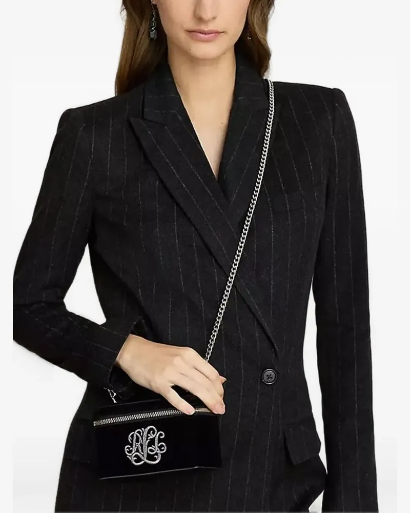 Ralph Lauren small Halle logo-embroidered velvet cross body bag - Schwarz Schwarz