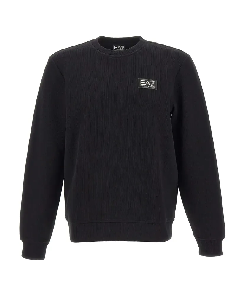 EA7 logo-patch ribbed sweatshirt - Schwarz Schwarz