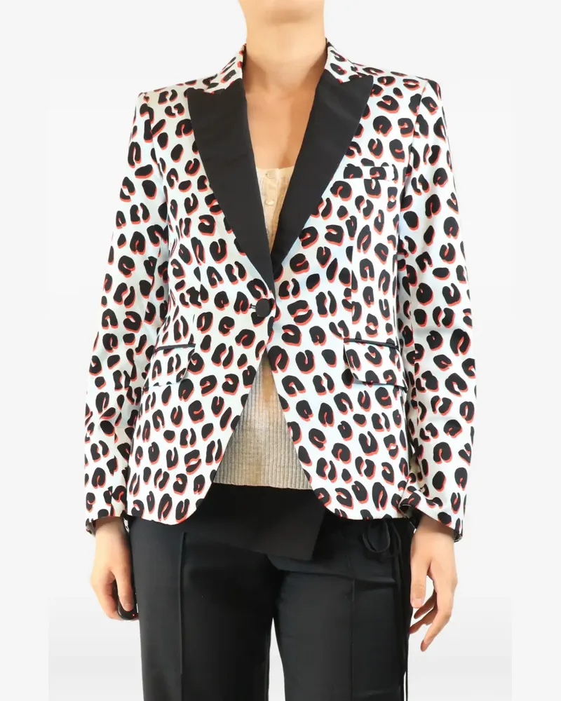 Veronica Beard single-breasted leopard-print cotton blazer - Blau Blau