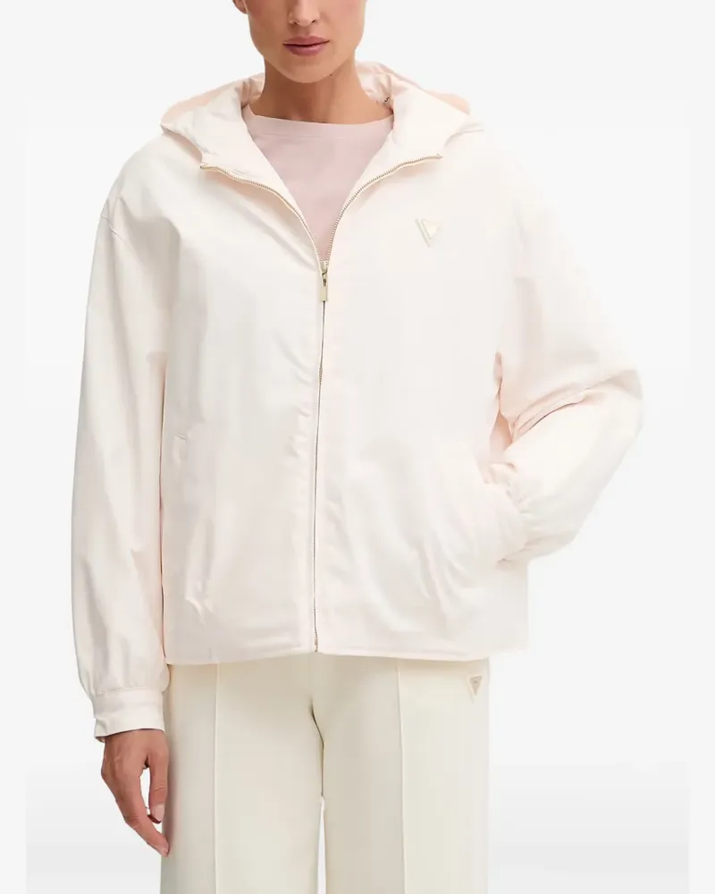 Guess Kapuzenjacke mit Logo-Patch - Rosa Rosa